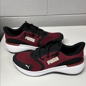 Puma Burgundy and Black Runner Sneakers